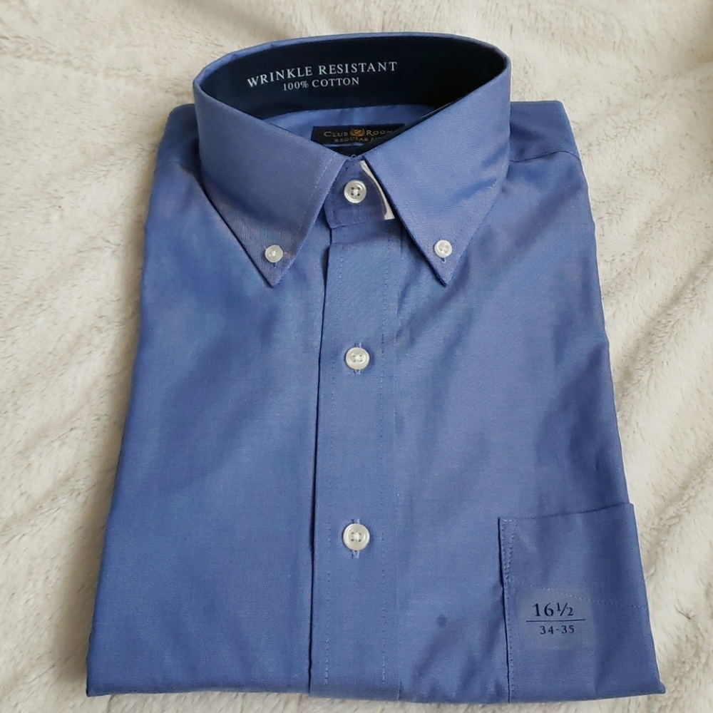 Club Room Mens Paris Blue Long-sleeved Shirt
